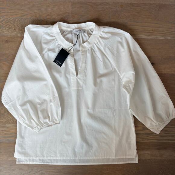 NWT Nordstrom Joe’s White Cotton Split Top Popover Peasant Blouse Medium - Picture 1 of 7